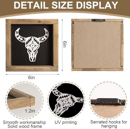 Flangairy Western Cow Skull Decor Wall Art Signs
