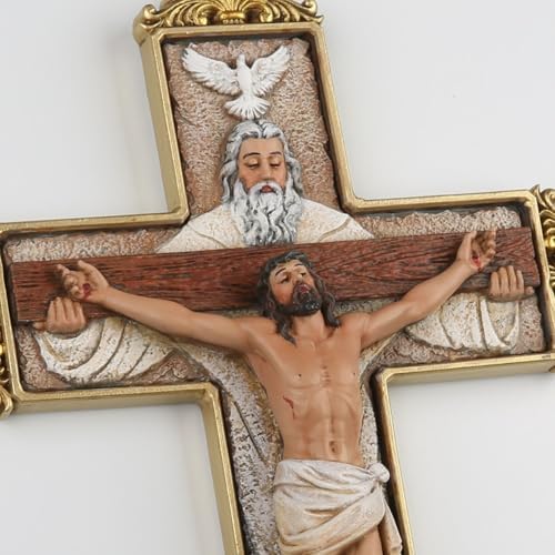 DevotedWalls Trinity Crucifix Wall Cross Hand-Crafted Catholic Art
