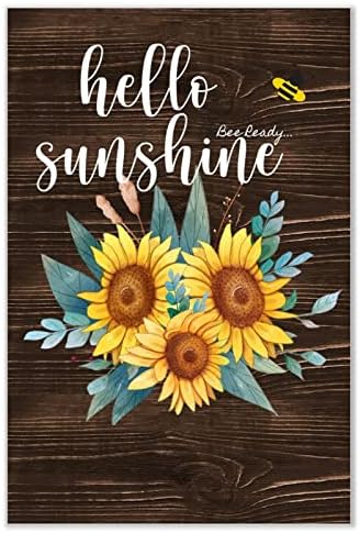 Hello Sunshine Sunflower Wall Decor Wooden Sign 8x12 Inch