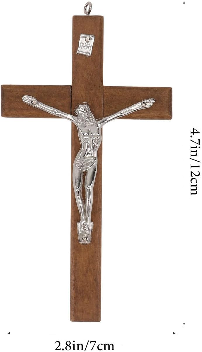 BESTOYARD Wood Wall Art 3 Pack - 5-Inch Medal Holy Crucifix Cross