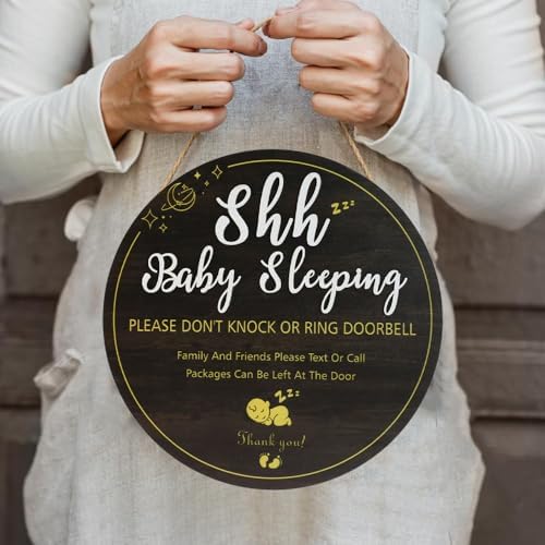 Baby Sleeping Sign Front Door Welcome Wooden Decor