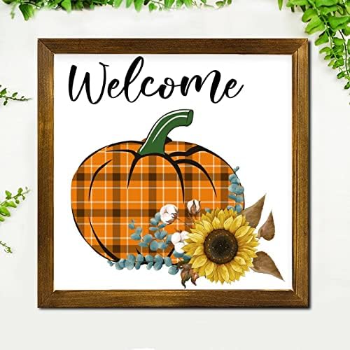 Farmhouse Style Welcome Sign Wooden Framed 12x12 Inch