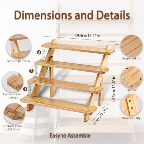 4 Tier Wooden Cupcake Display Stand with Risers