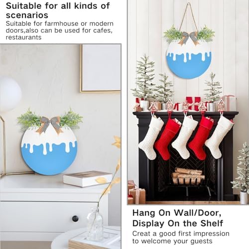 KOCOART Door Wreath Ice Cream Blue Rustic Wall Decoration