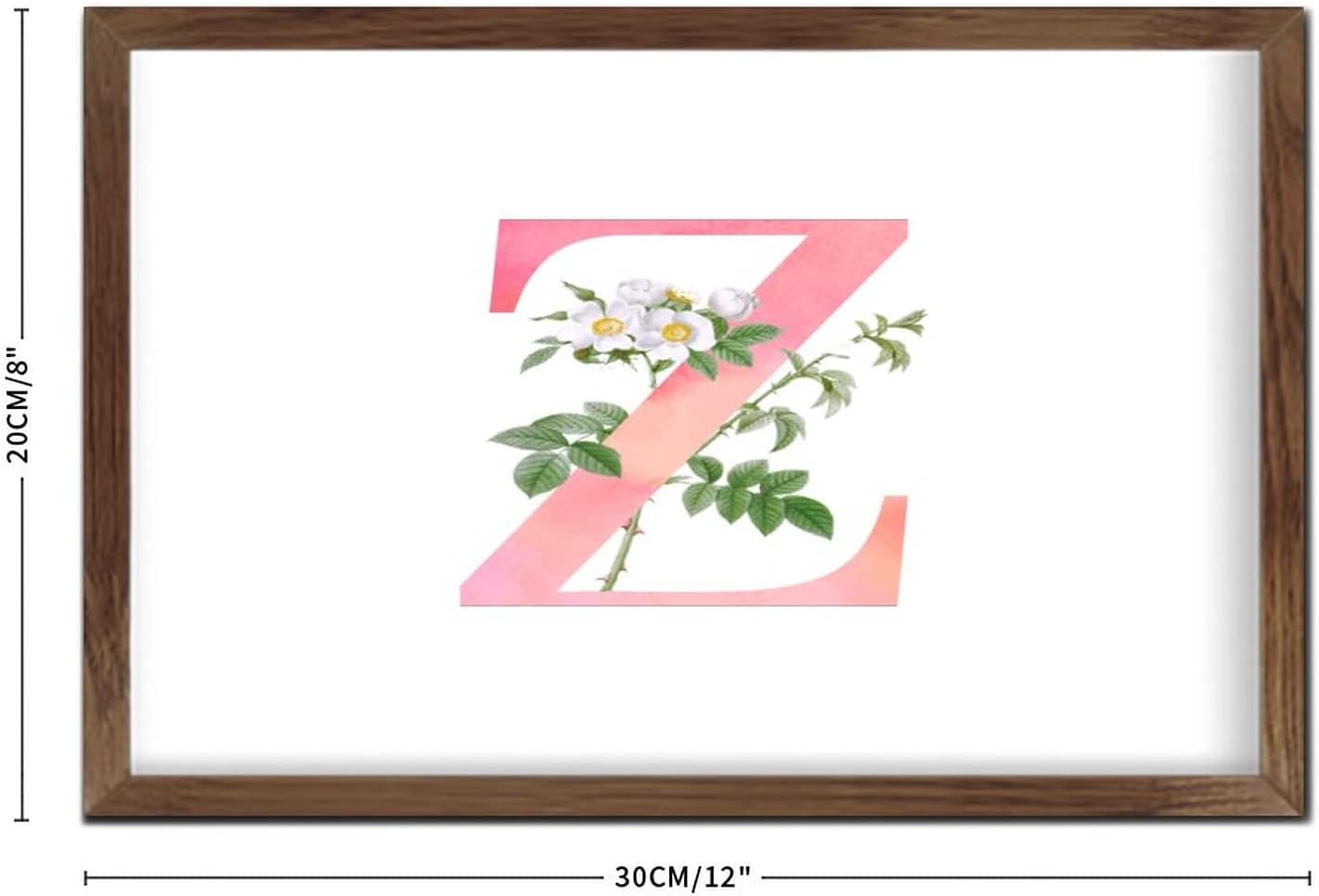 Pink Monogram Initial Z Wood Framed Wall Decor Sign