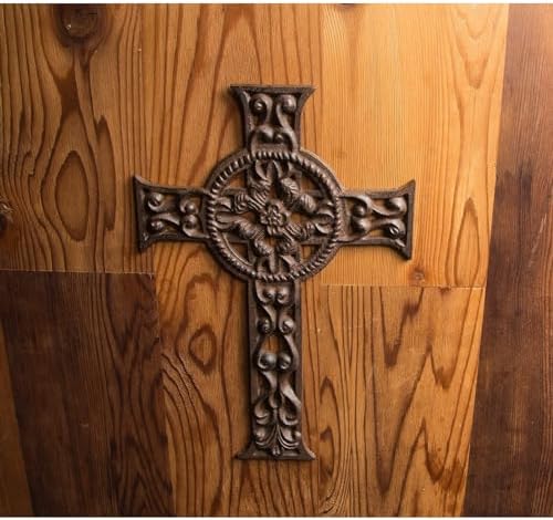 Juvale Dark Bronze Wrought Iron Celtic Cross Wall Decor