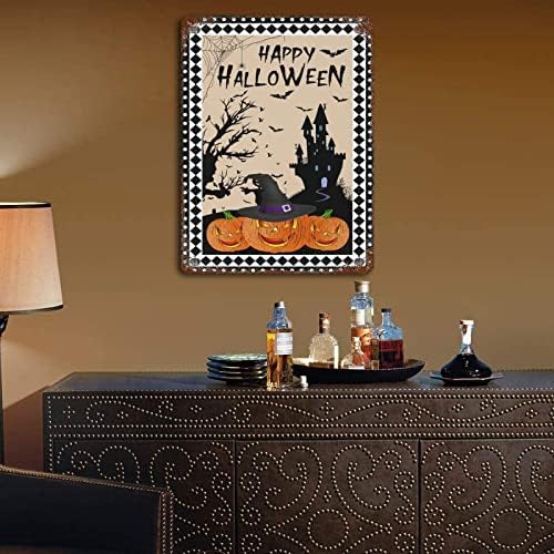Metal Halloween Witch Hat Vintage Wall Sign