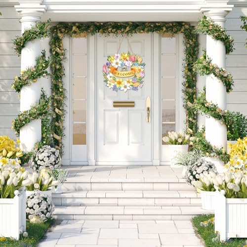 Spring Door Wreath Sign 115 Inch Flower Decor