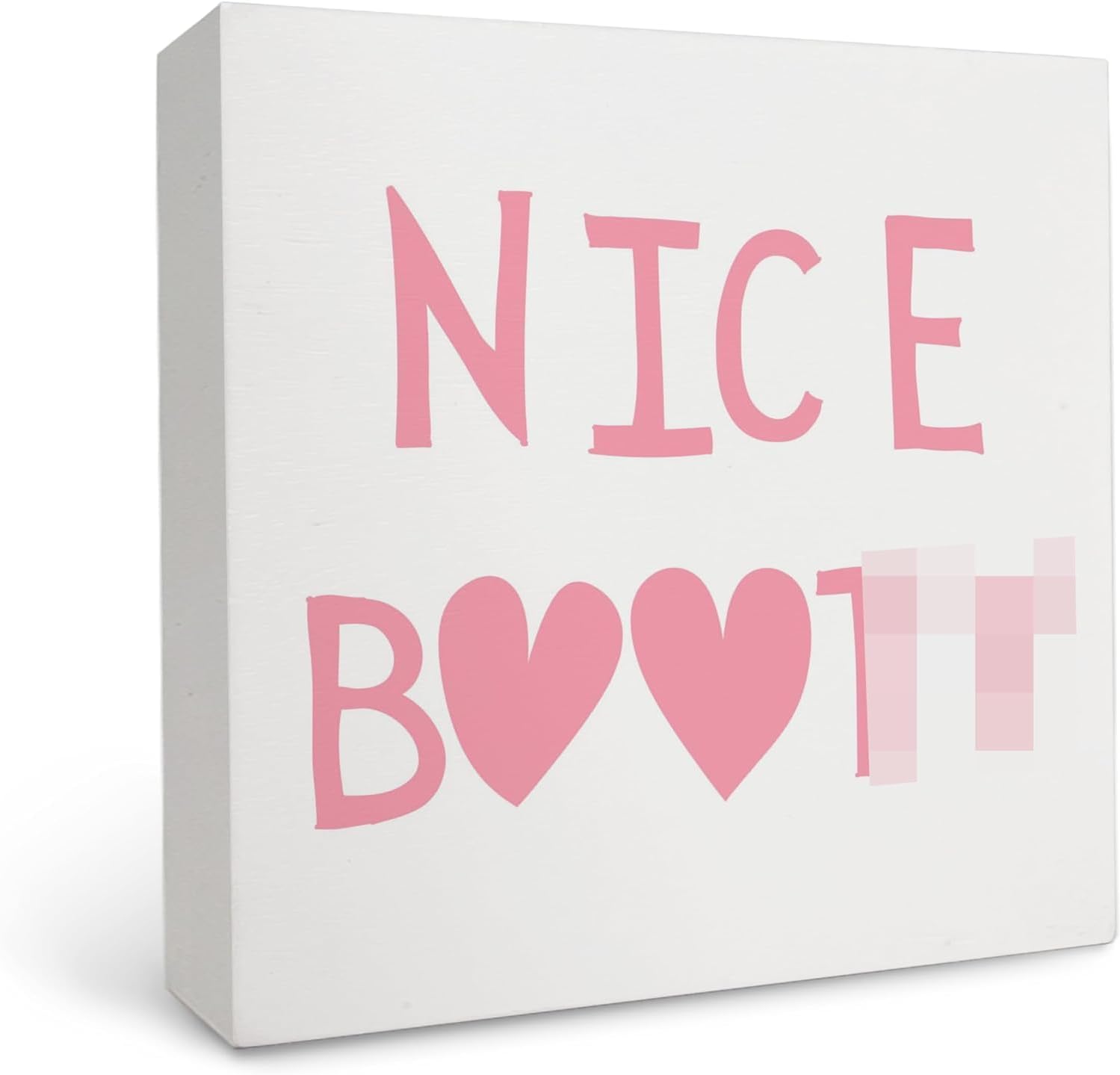 CosrKee 7x7 Inch Funny Bathroom Wooden Sign Pink
