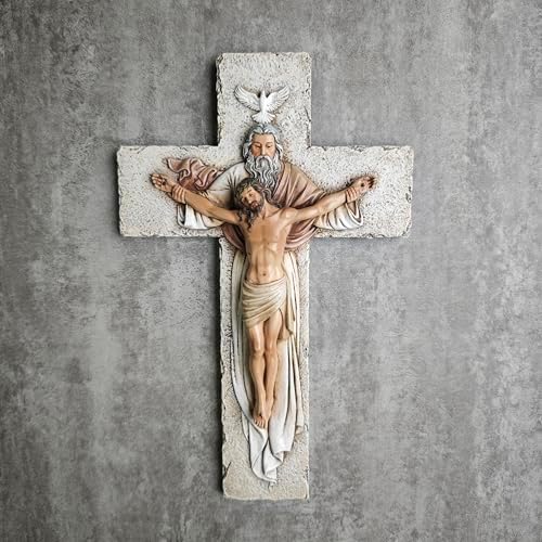 BC Catholic Holy Trinity Crucifix Wall Cross 95 High Inspiring Religious Sculpture