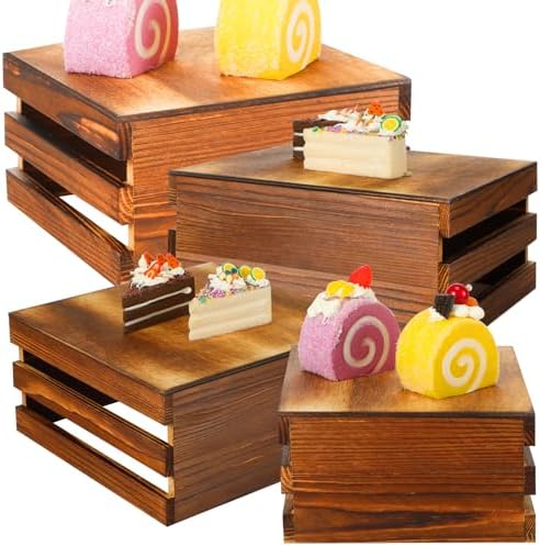 Nitial 4 Pcs Wood Display Risers for Cupcakes and Desserts