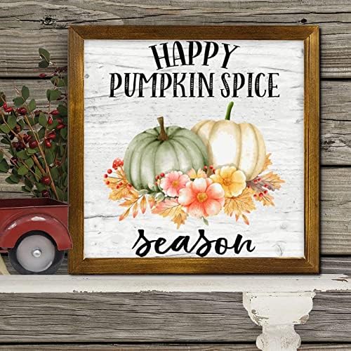 Happy Pumpkin Spice Season Framed Wooden Sign 12x12