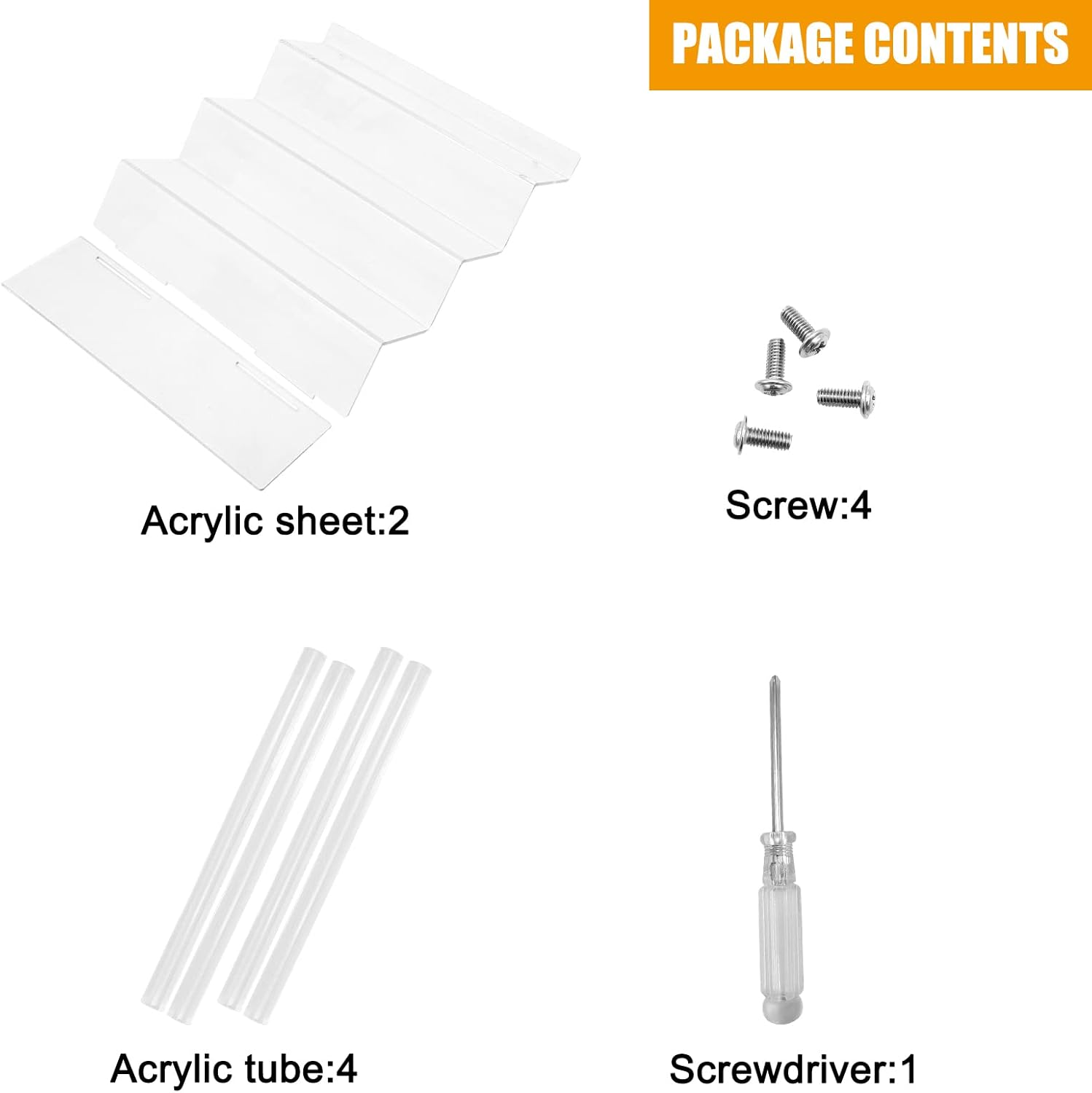 4 Tier Acrylic Riser Display Shelf - 2 Sets Clear Organizer Stand
