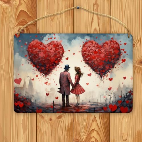 Urban Love Oasis Floating Hearts Wooden Wall Art 8x12 Inch