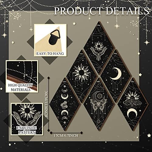 6 Pcs Black Gold Moon Phase Wall Art