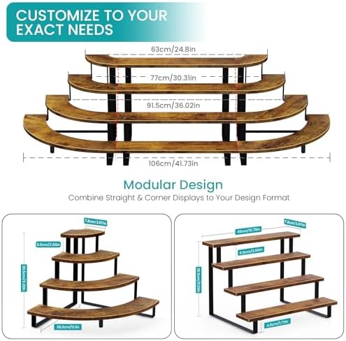 ELITEROO 4 Tier Display Stand with Curved Corner