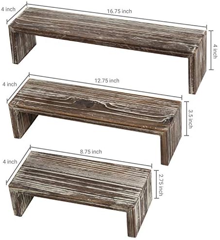 MyGift Tabletop Torched Wood Riser Stands Set of 3
