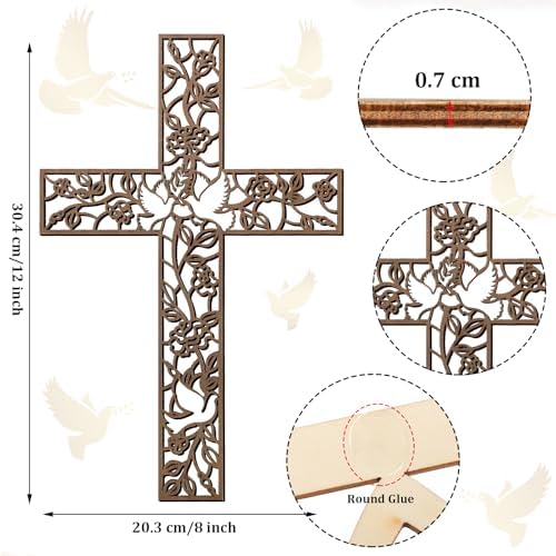 Yookeer Wall Hanging Wooden Cross Flower Decor
