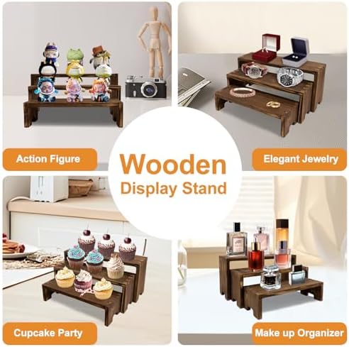 6-Piece Wood Display Risers Set for Home Dcor