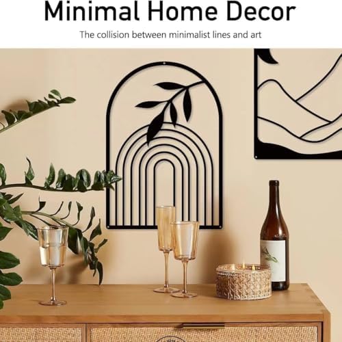 GSANMU Metal Wall Art Set - 3 pcs Minimalist Line Sculptures