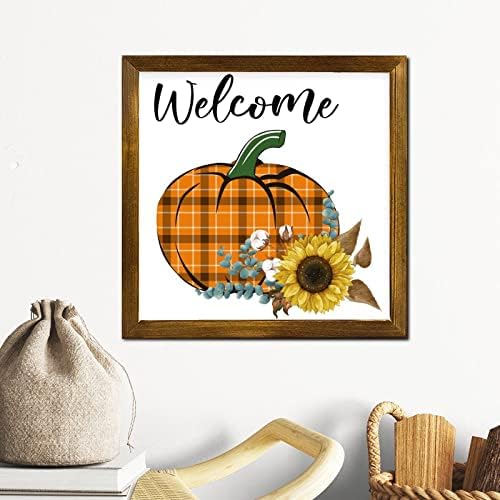 Farmhouse Style Welcome Sign Wooden Framed 12x12 Inch