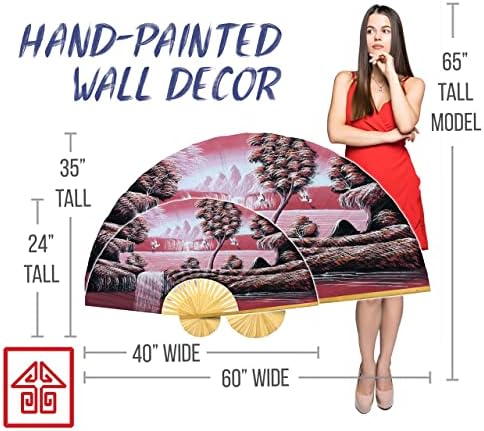 Chinese Cranes Giant Folding Wall Fan Hand-painted Decorative Art