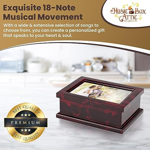 Modern 4x6 Photo Frame Musical Jewelry Box with Floral Motifs