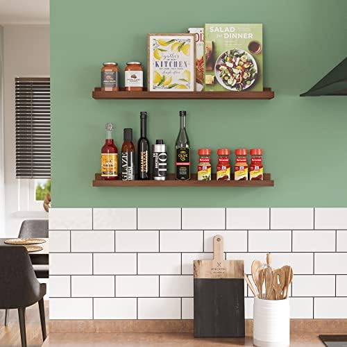 Wallniture Denver 24 Floating Shelves Set of 2 Walnut