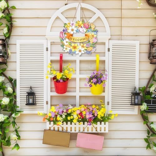 Spring Door Wreath Sign 115 Inch Flower Decor