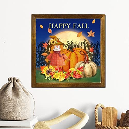 Thanksgiving Fall Pumpkin Wood Sign Scarecrow Moon