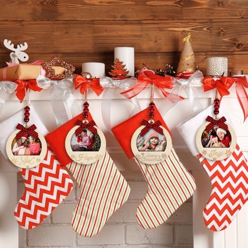 COCHIE Christmas Picture Frame Ornaments 10PCS Red Black Buffalo Check