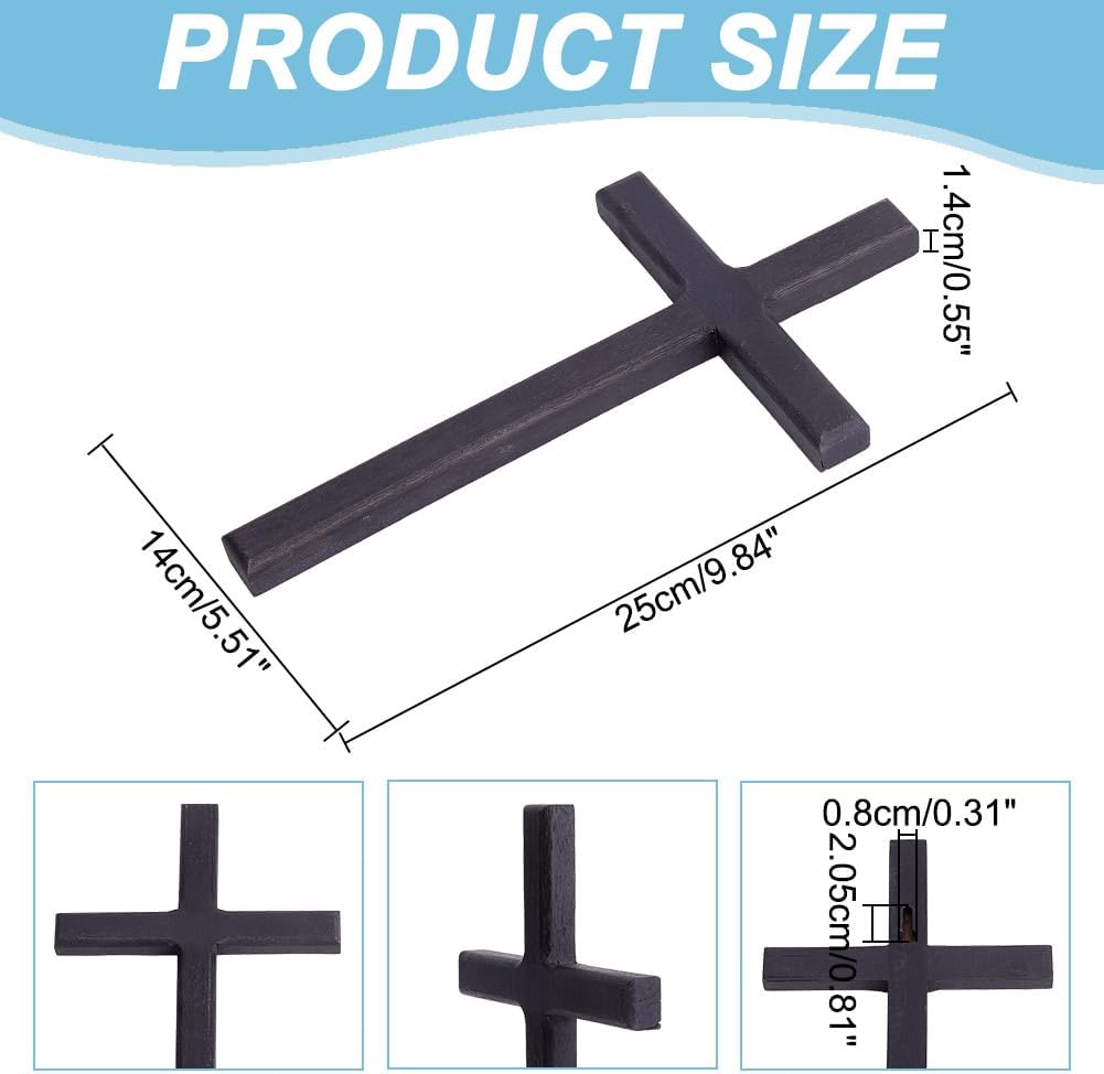 HOBBIESAY Black Wooden Wall Cross Decoration