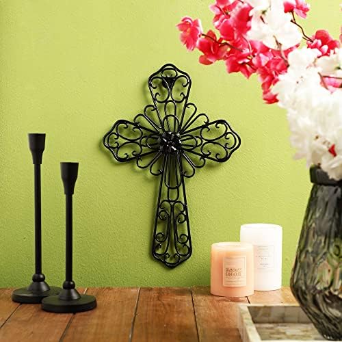RELY Black Wall Cross 14x10 Inch Metal Decor 1