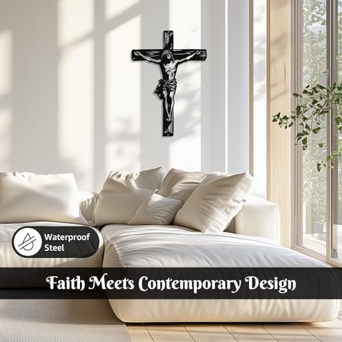 WAKOSAN Black Metal Crucifix Wall Art 3D Shadow Cross
