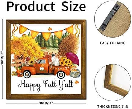 Happy Fall Yall Cat Orange Truck Wood Framed Sign