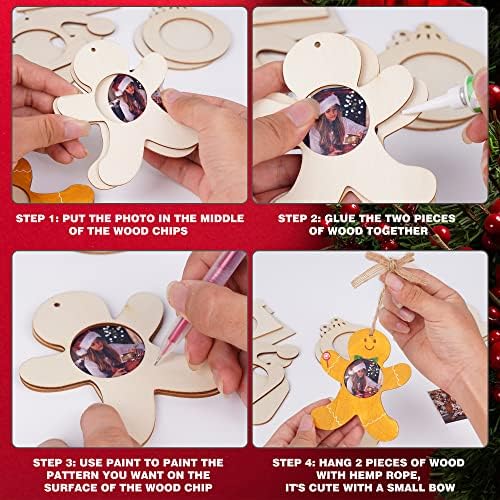 Shitailu 24Pcs Christmas Photo Frame Ornaments DIY Kit