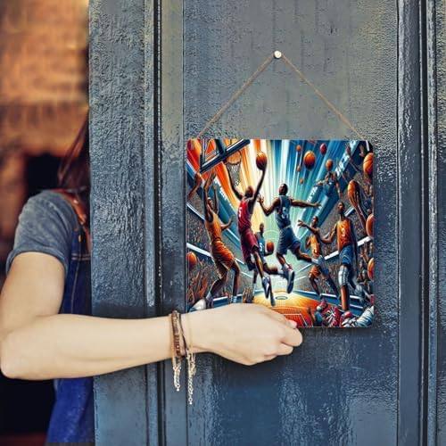 Retro Metal Basketball Tin Sign Wall Art 8x8inch