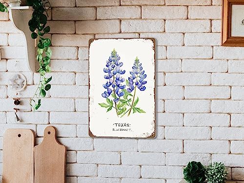 ALREAR Texas Bluebonnet Wall Art Decor 12x8 Inch