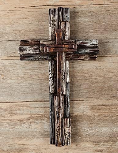 Eagrafts Rustic Layered Wood Resin Wall Cross