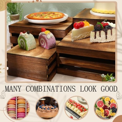 Nitial 4 Pcs Wood Display Risers for Cupcakes and Desserts