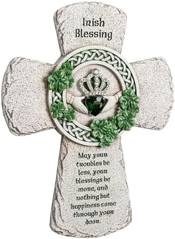 ShineOnAngel Irish Celtic Wall Cross - 8 Inch Handcrafted Claddagh Cross