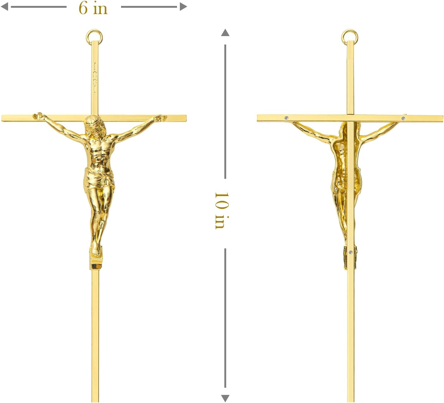 KUXBET 10 Inch Gold Metal Wall Cross Decor