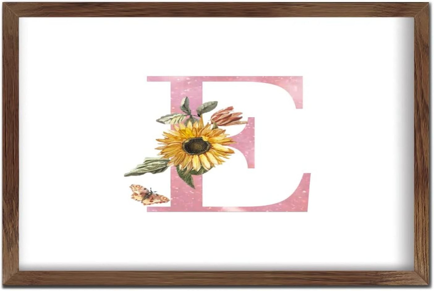 Nintydays Pink Monogram Initial Letter E Wooden Wall Sign