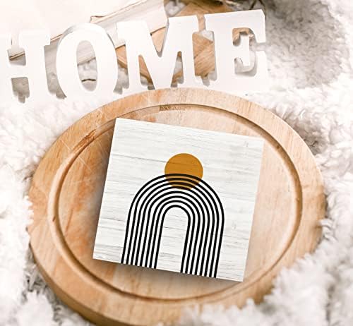 Boho Rainbow Abstract Geometric Wood Box Sign Desk Decor