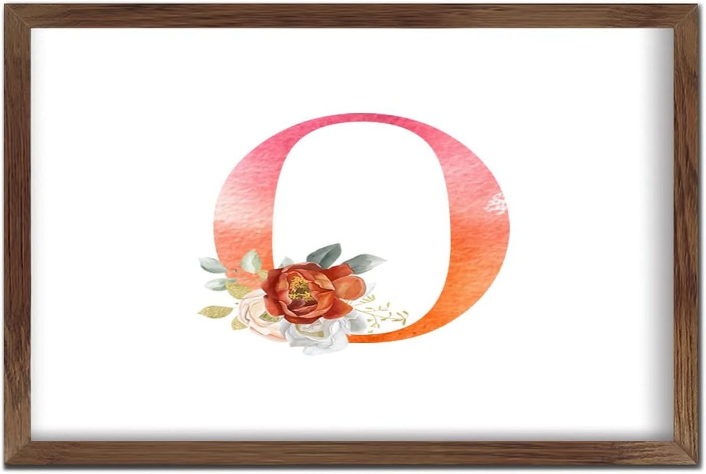 Cute Wooden Monogram Sign with Flowers Pattern