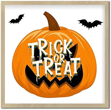 Happy Halloween Wood Framed Pumpkin Wall Sign