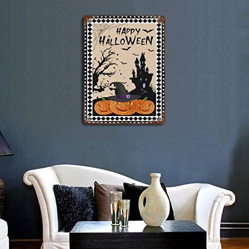 Metal Halloween Witch Hat Vintage Wall Sign