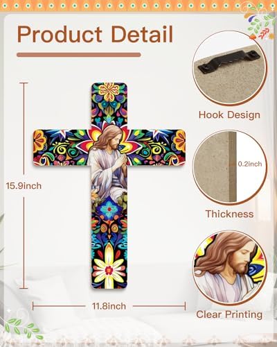 Putuo Decor Floral Cross Wall Decor