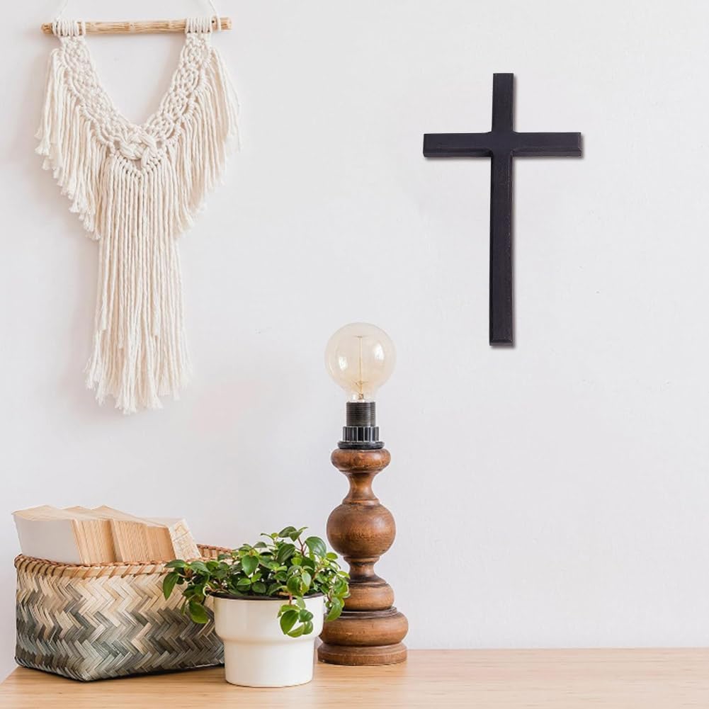 HOBBIESAY Black Wooden Wall Cross Decoration