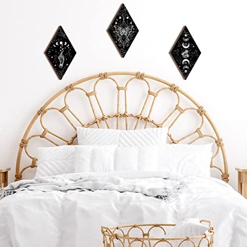 Ferraycle 3 Pcs Rustic Boho Moon Wall Art